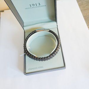 NWT in Box 1913 Accesory Men’s leather and stainless bracelet